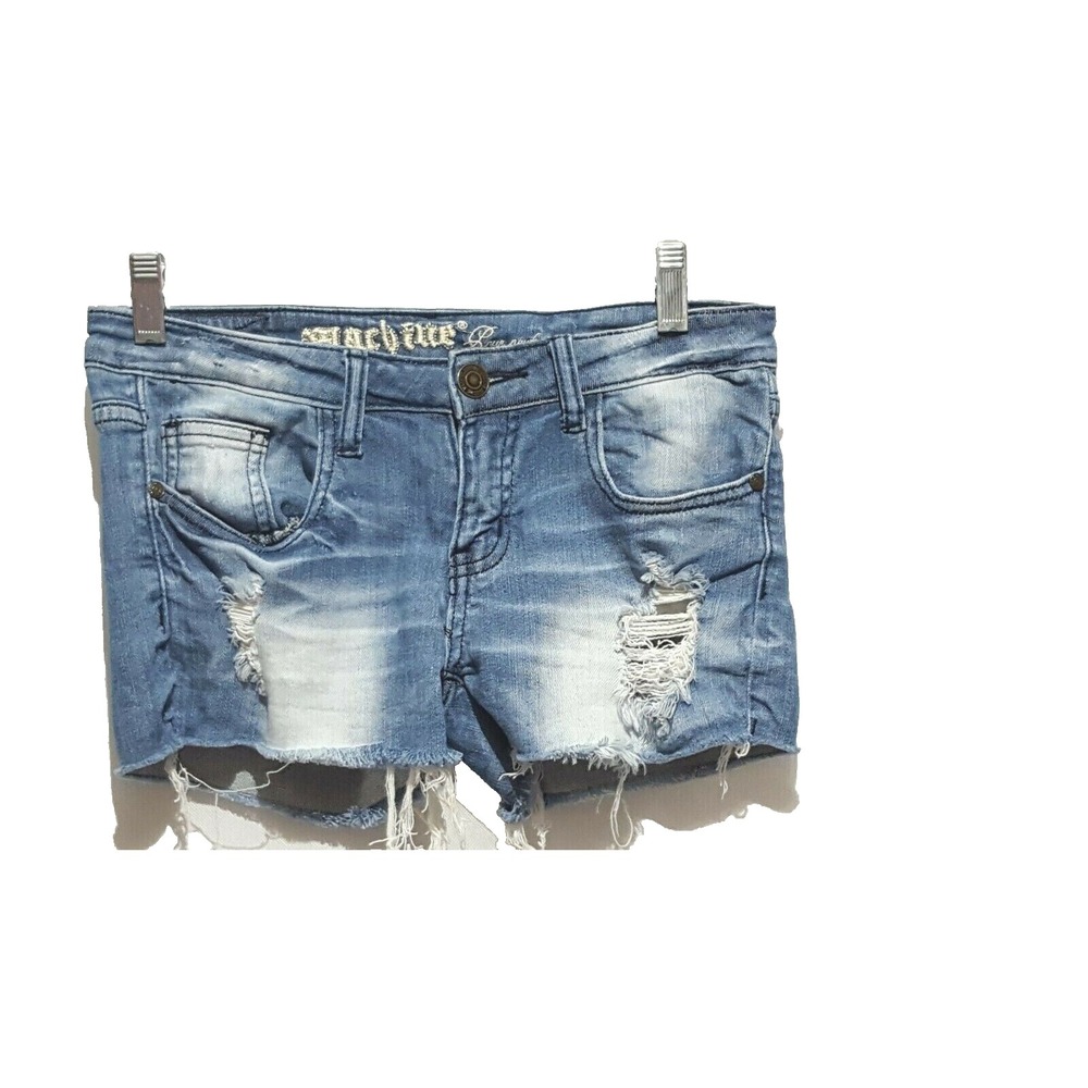 Machine Women's Juniors Size 28 Distressed Cut Off Denim Jean Shorts Low Rise